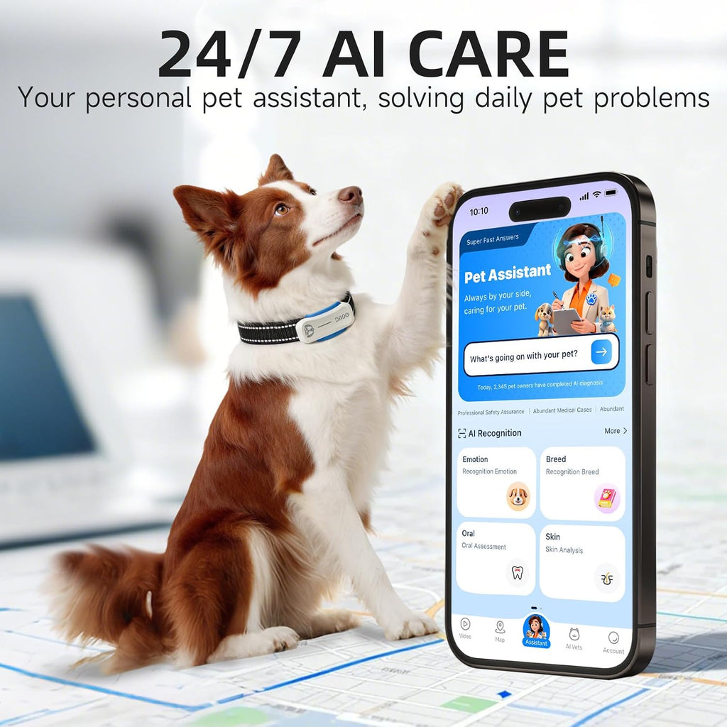 Next-Gen GPS Dog Tracker + 36-Month Plan | Real-Time Location & Escape Alerts | Health Monitoring | Waterproof | iOS & Android Compatible | for Dogs 35lbs+ (White)