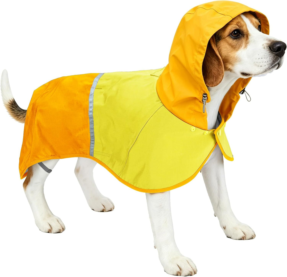 Dog Raincoat Jacket, Reflective Hood Poncho Slicker (M, Yellow)