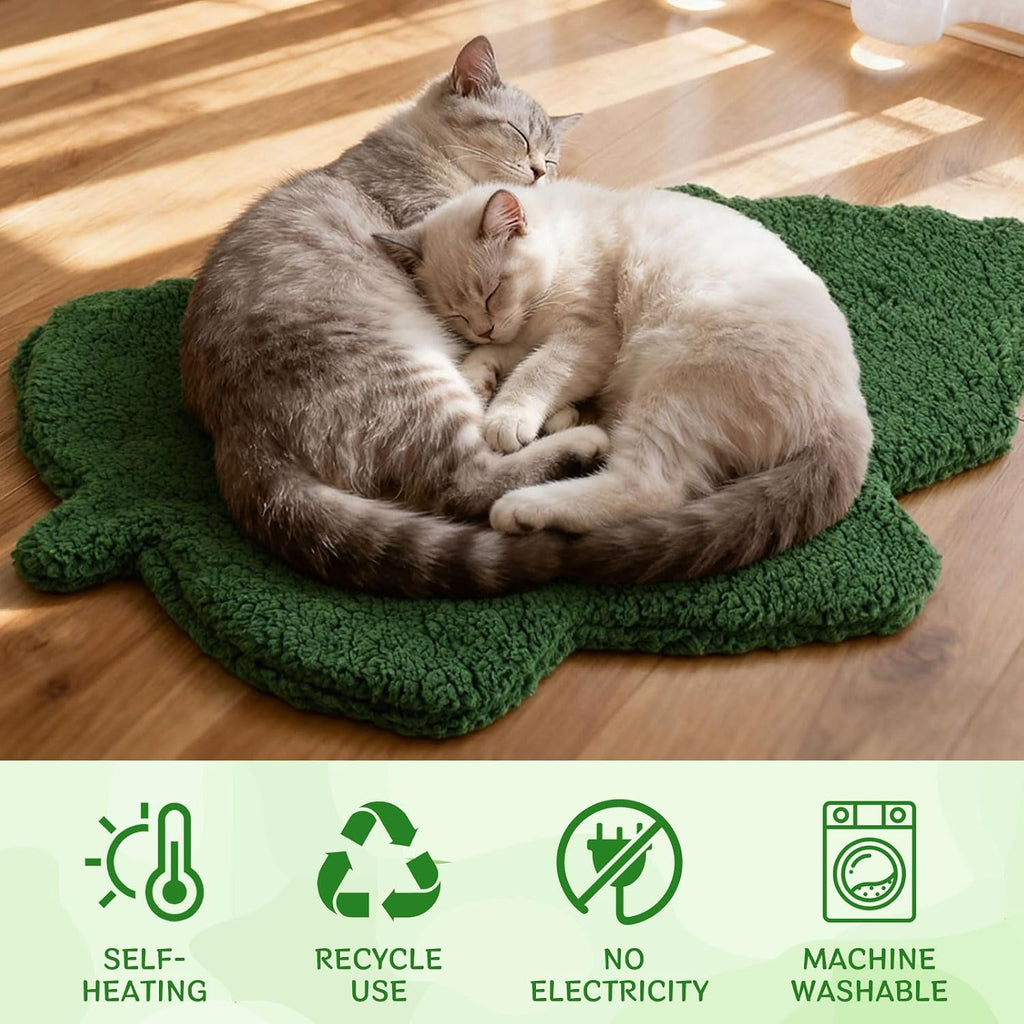 3Pack Self Warming Pet Bed Leaf Pad, Dark Green, Medium-18 x24