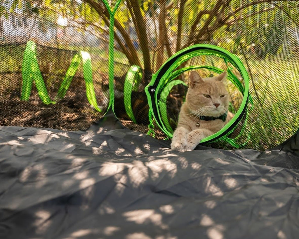 Small Animal Playpen Guinea Pig Hedgehog Cage Rabbit Cage with Fun Surround Tunnel Breathable & Transparent Pop Open Exercise Yard Fence with Top Cover Anti Escape