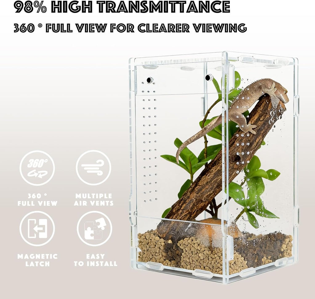 5x5x8 Acrylic Reptile Enclosure - Clear Small Pet Terrarium