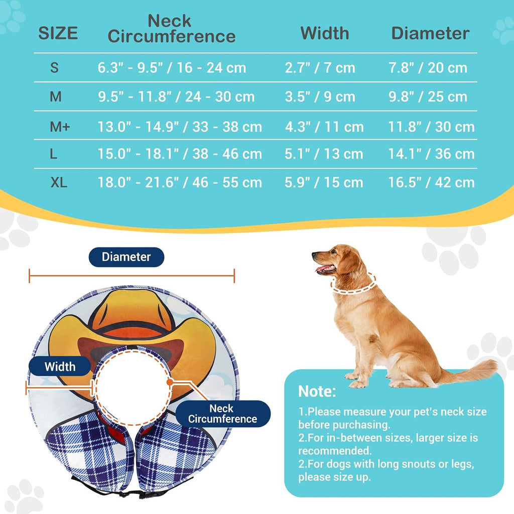 Avont Inflatable Cowboy Dog Cone Collar, Soft Recovery E-Collar