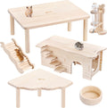 Hamster Play Wooden Platform 6-piece， Hamster cage Accessories Set