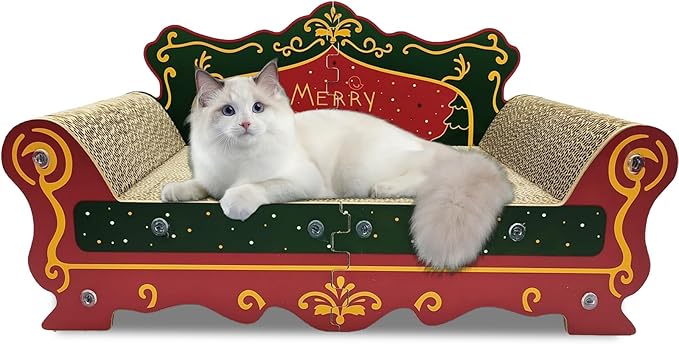 Luxury Cardboard Cat Scratcher Sofa Bed, Couch Shaped Scratching Board by INRLKIT