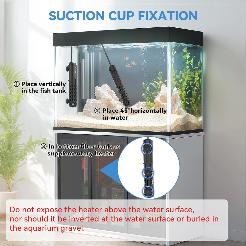 hygger Ceramic Submersible Aquarium Heater, New Explosion-Proof Fish Tank Water Heater with External Temp Controller Auto Thermostat Heater for Saltwater Freshwater (100W for 5~20 Gallon)