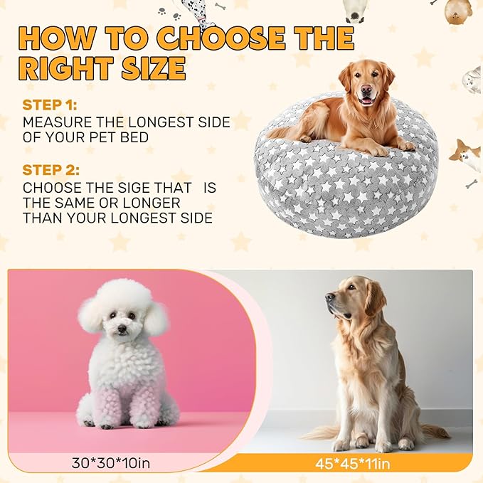 Youyole Large Washable Round Dog Bed Cover Replacement Waterproof 45 x 45 x 11 - Image 3