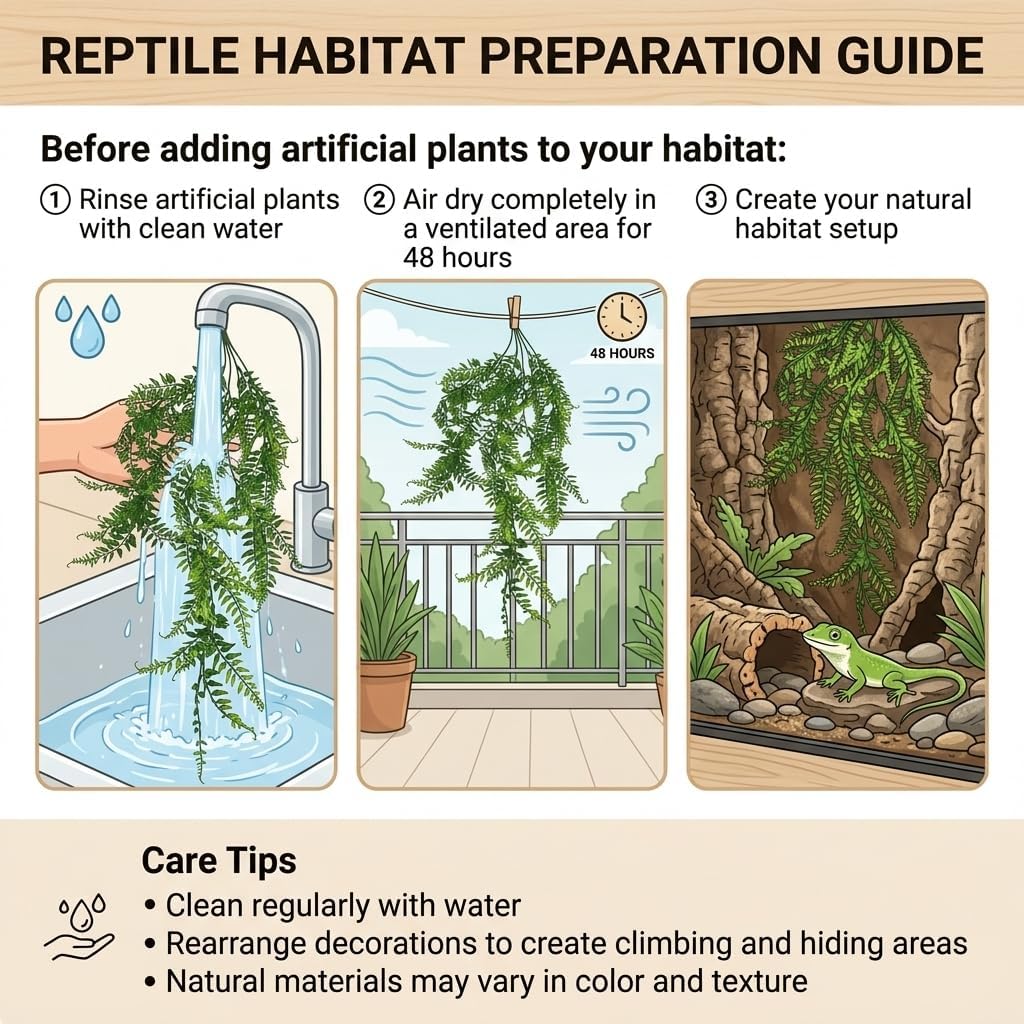4 Piece Artificial Reptile Terrarium Plants and Vine Decor Kit