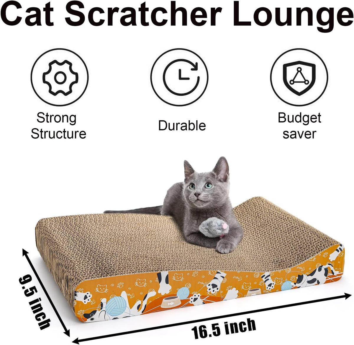 Nicunom 2 Pack Cat Scratching Pads, Curved Cat Scratcher Cardboard, Reversible Cat Scratch Board for Furniture Protection, Cat Scratcher Lounge Couch Bed for Indoor Cats
