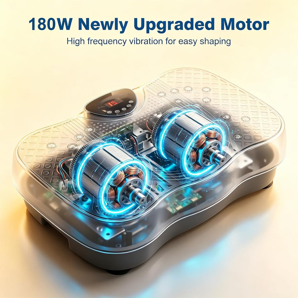 Vibration Plate Machine for Lymphatic Drainage,Loss Weight,Circulation,180W Tested Power Motor,Full-Body Workout Excercise Platform with Resistance Bands,Fitness Equipment