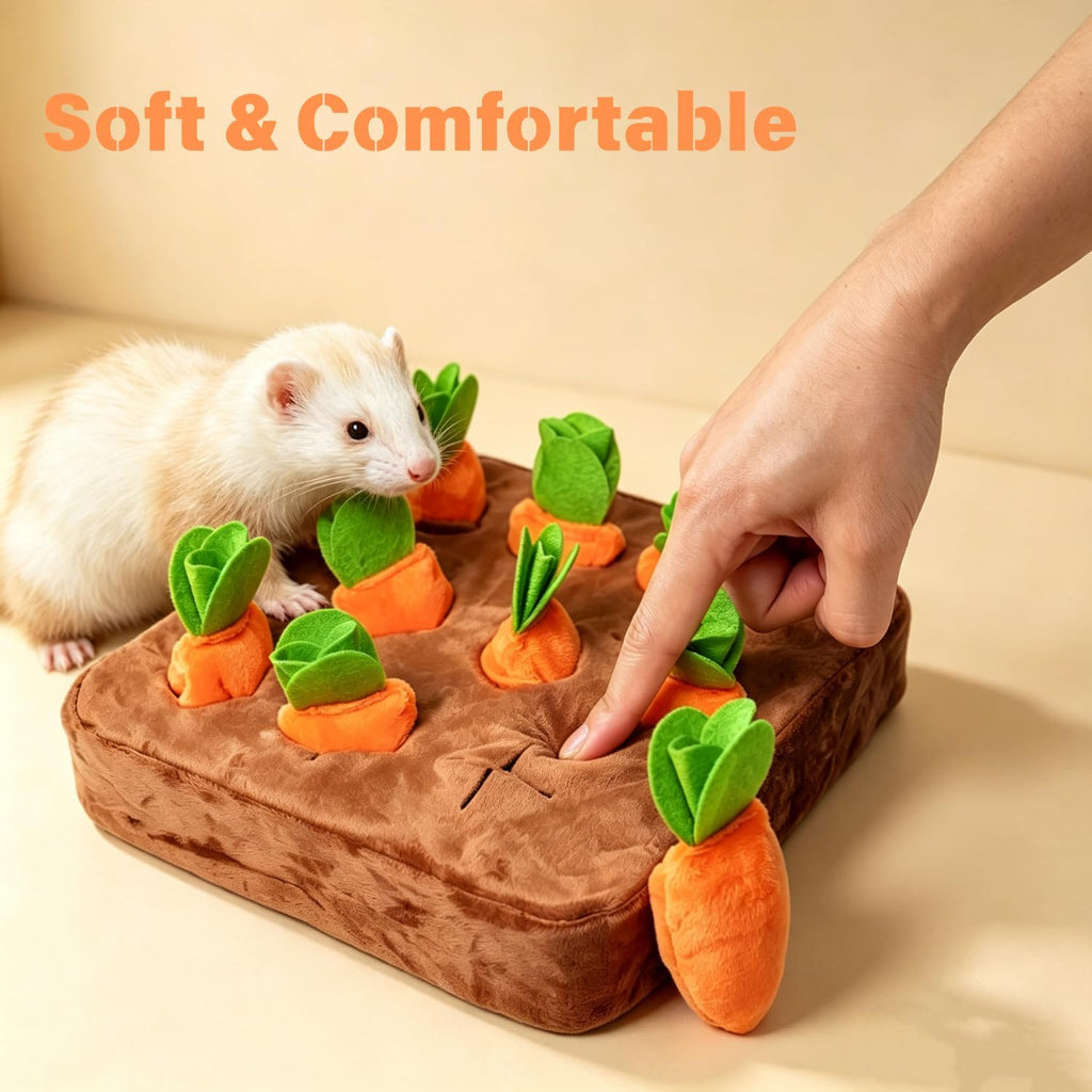 Ferret Foraging Snuffle Mat Carrot Interactive Toys Slow Feeder Toy for Bunny Guinea Pig Small Pet Mental Stimulation