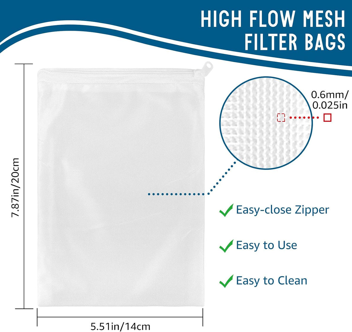 10pc Filter Media Bags for Aquarium,Extra Fine Mesh Bag 7.9"x5.5"