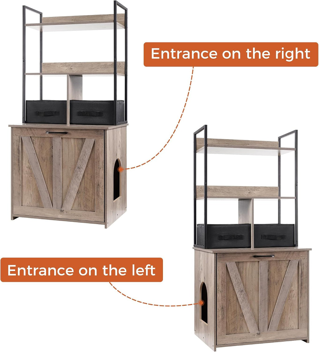 Cat Litter Box Enclosure, 2 Storage Shelves and 2 Drawers, 50" H