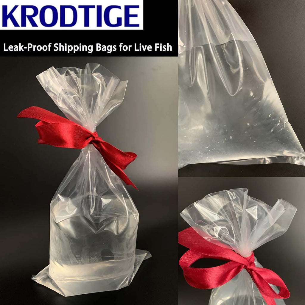 100 Pcs 6"x12" Clear Plastic Fish Bags,3 Mil Thick Bottom Seal Leak-Proof Shipping Bags,for Fish Transport
