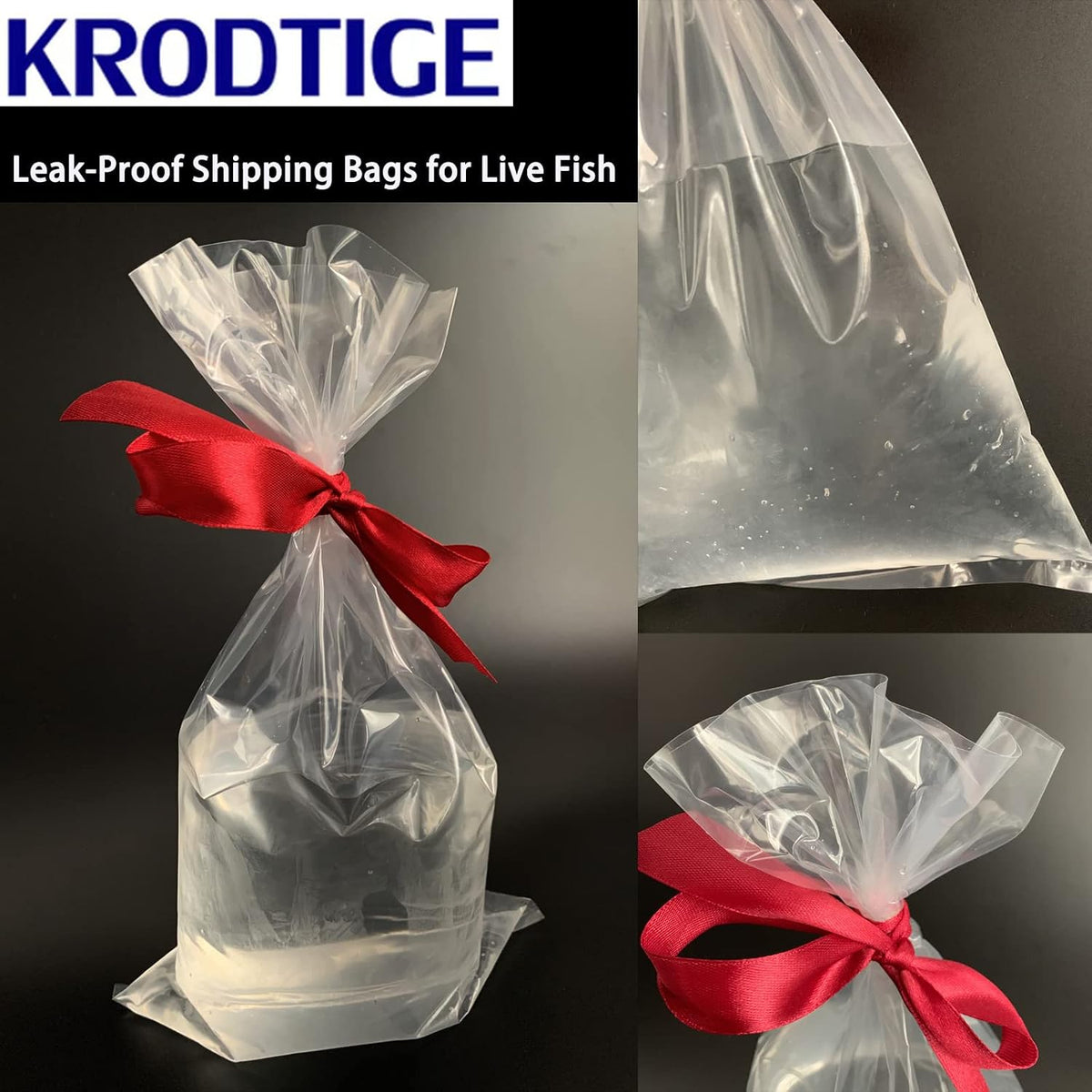 100 Pcs 6"x12" Clear Plastic Fish Bags,3 Mil Thick Bottom Seal Leak-Proof Shipping Bags,for Fish Transport