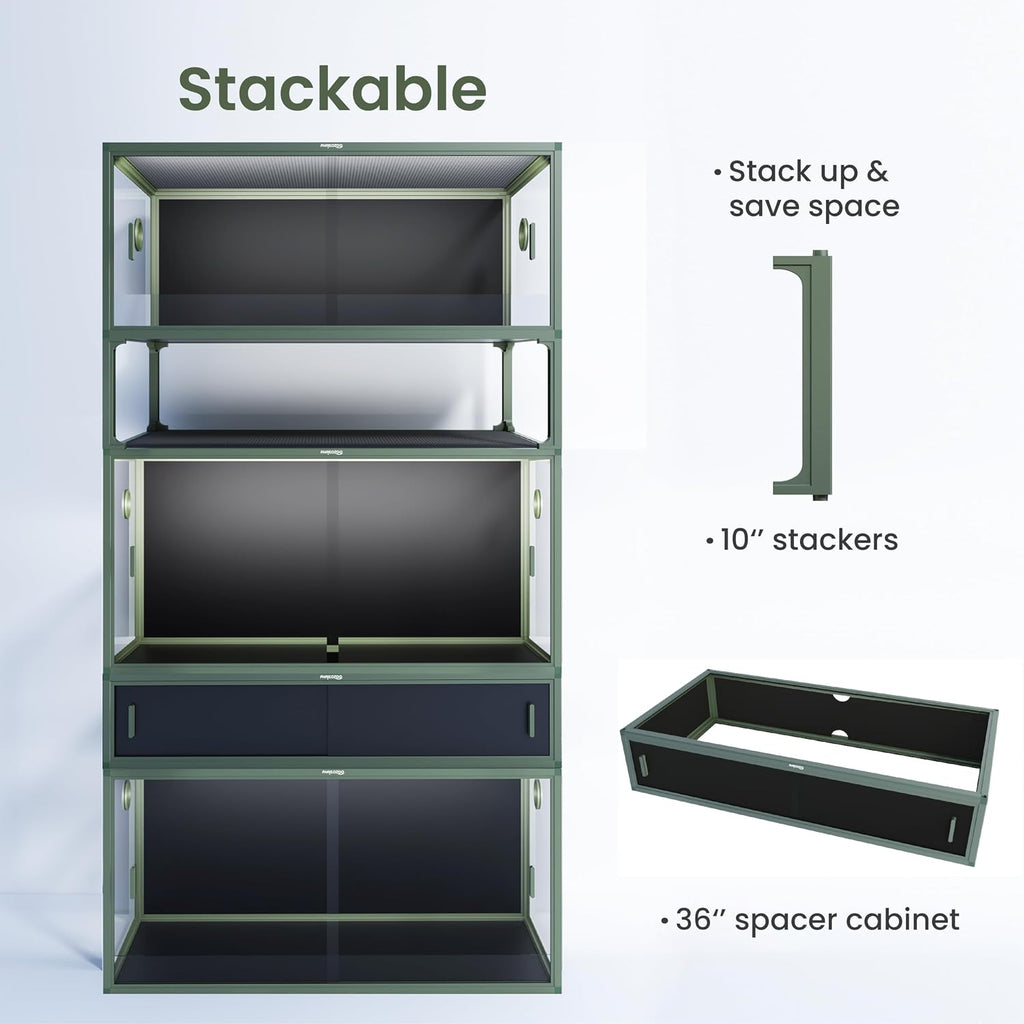 50 Gallon Reptile Enclosure, Colorful Aluminum Frame Reptile Tank