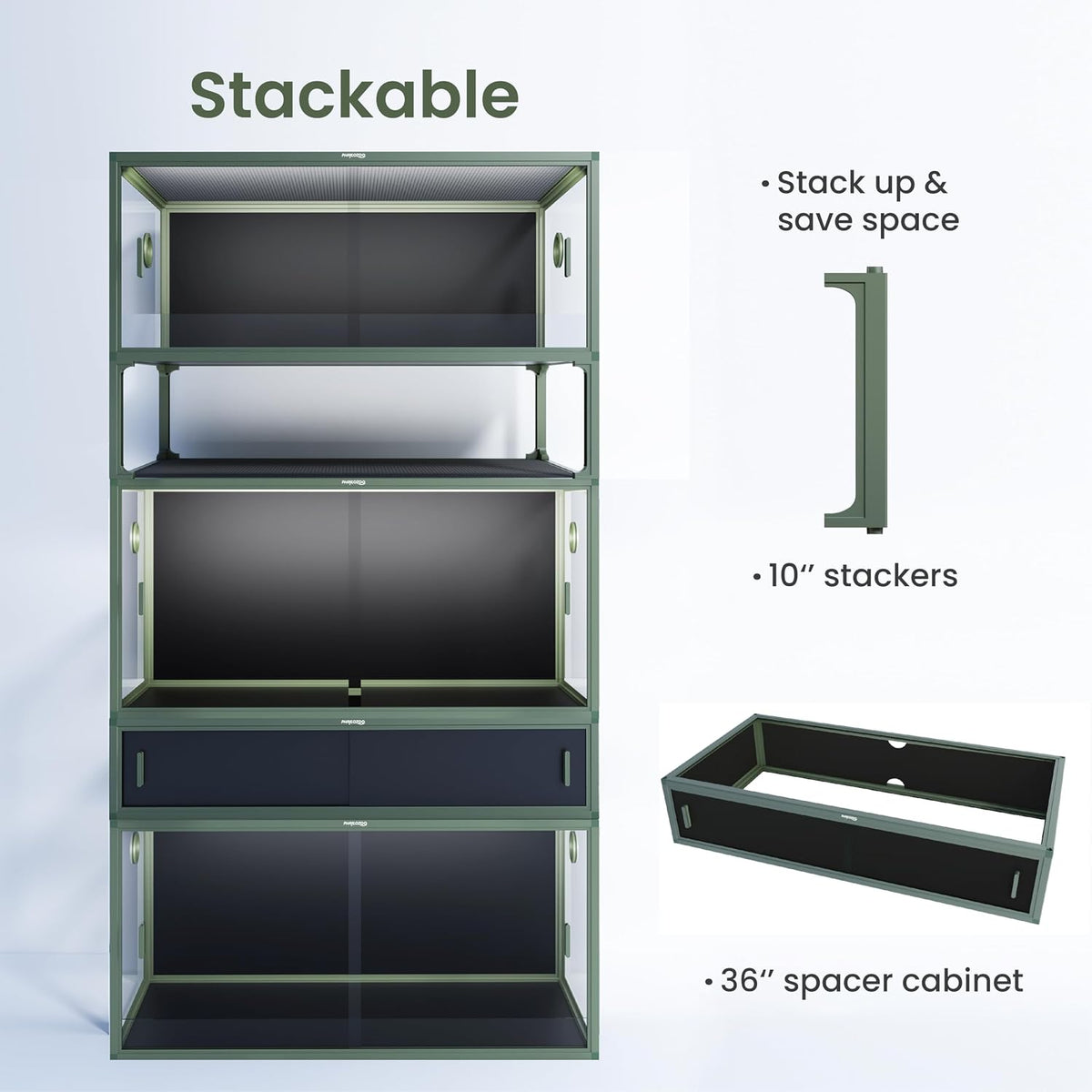 50 Gallon Reptile Enclosure, Colorful Aluminum Frame Reptile Tank