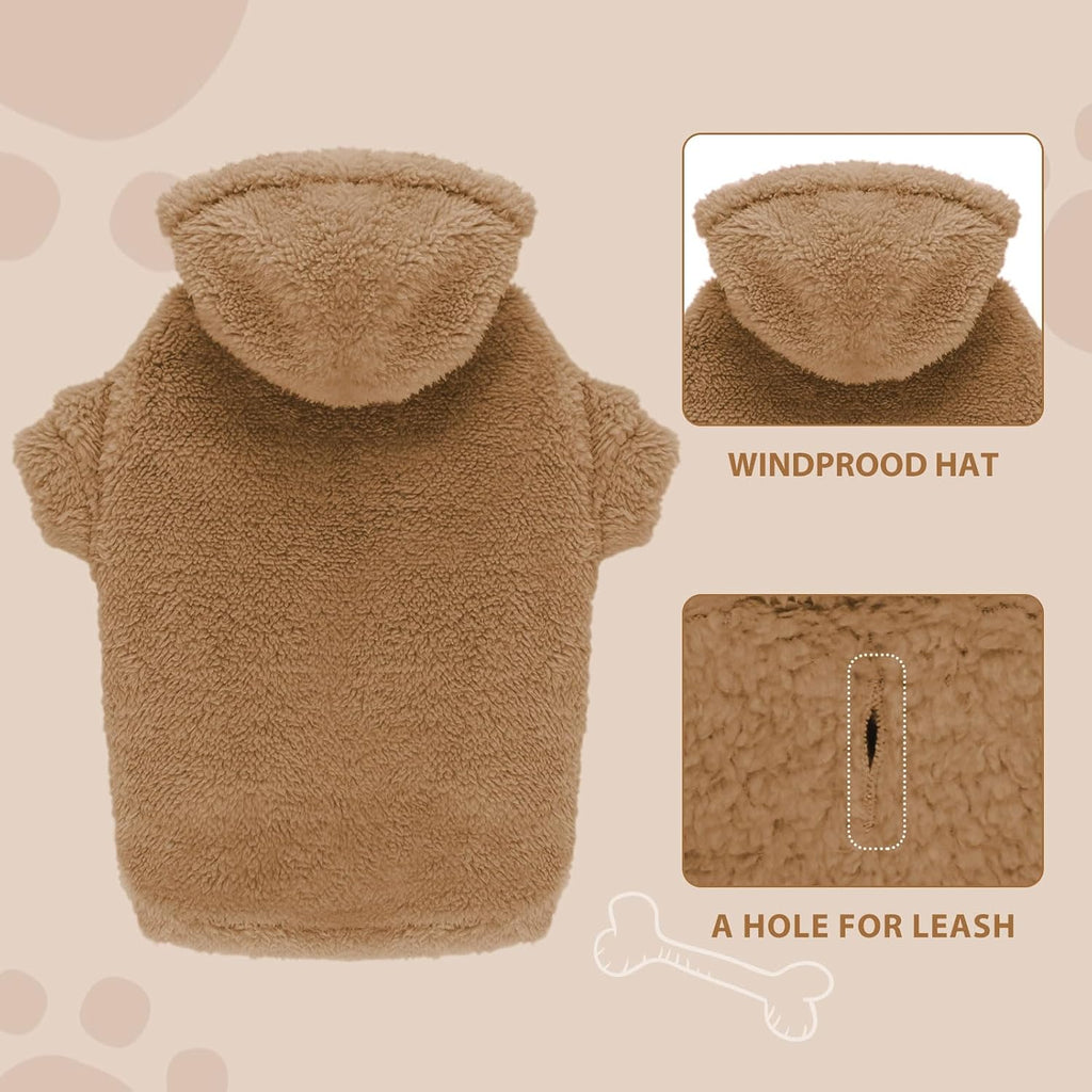 Fuzzy Dog Sweaters for Large Dogs Pet Hoodie Clothes Warm Soft Pet Coats Hooded Sweatshirt Dog Hoodie for Large Dogs(Coffee-L)