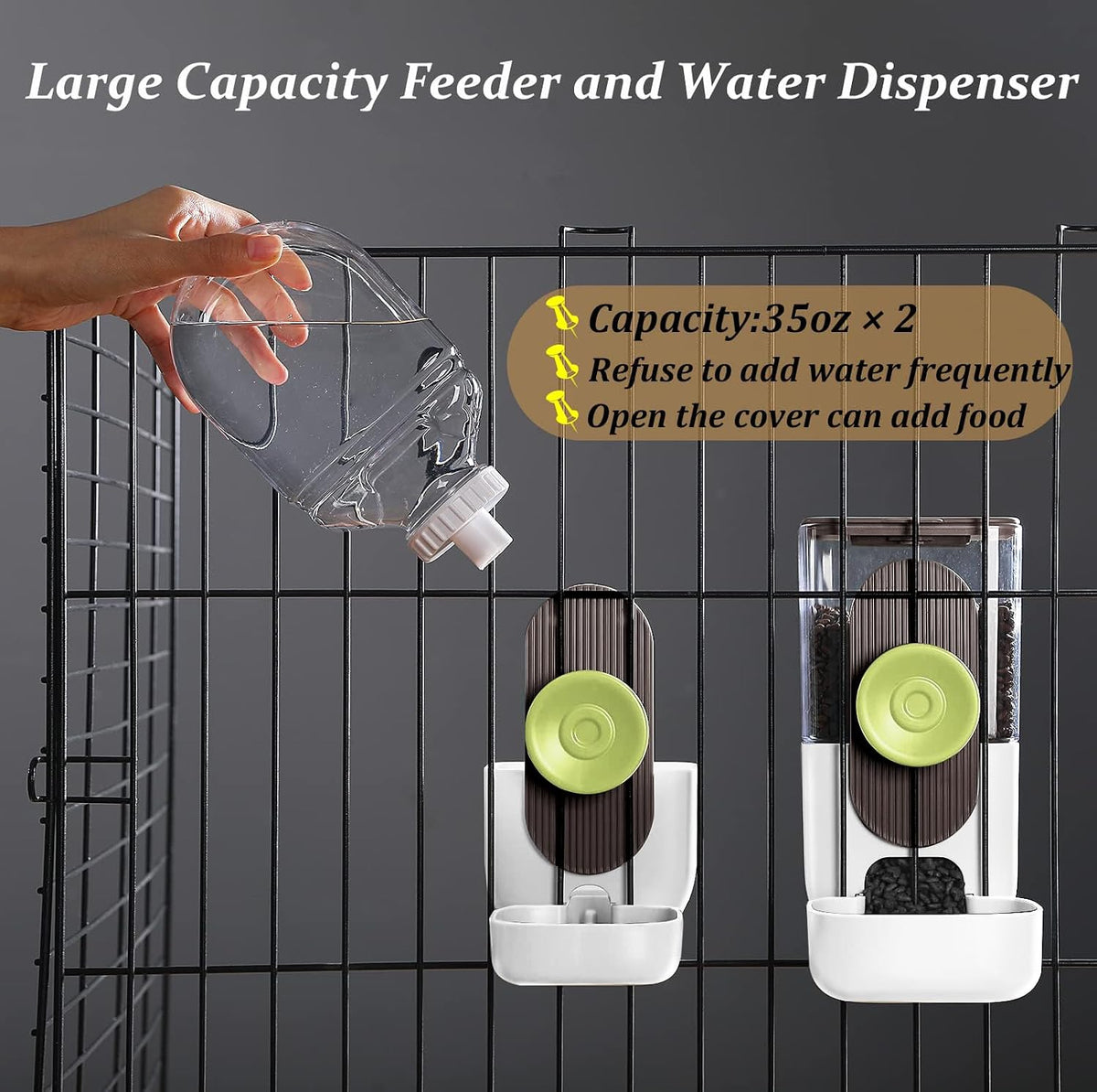 Kenond 35oz Rabbit feeders,Rabbit Water Dispenser,Pet Ferret Cage Food Bowl