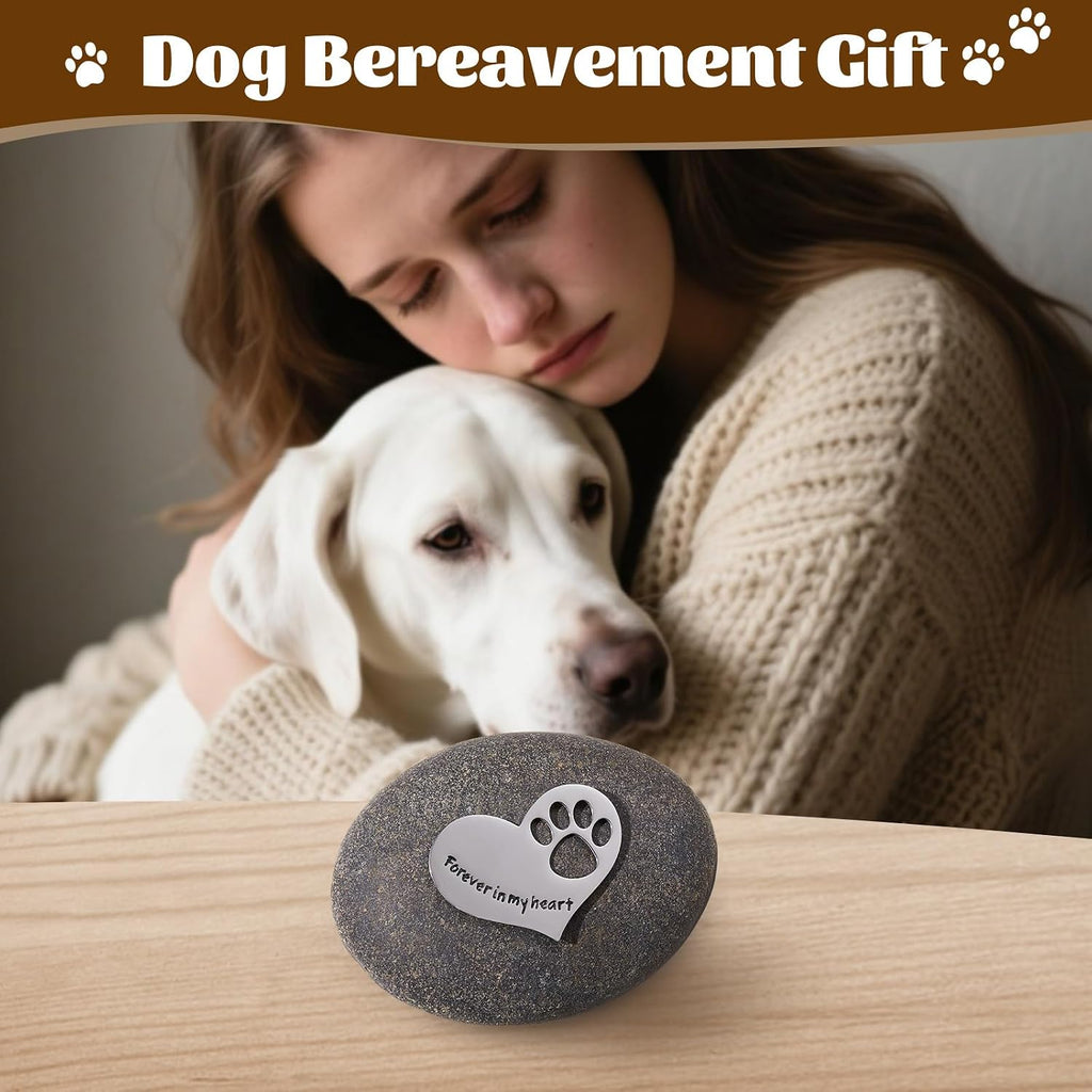 Loss of Dog Sympathy Gift Forever in My Heart in Memory of Dog Stone for Loss of Dog Memorial Stone Passed Away Gift Dog Remembrance Gift Paw Print Stone Original Color 1pcs