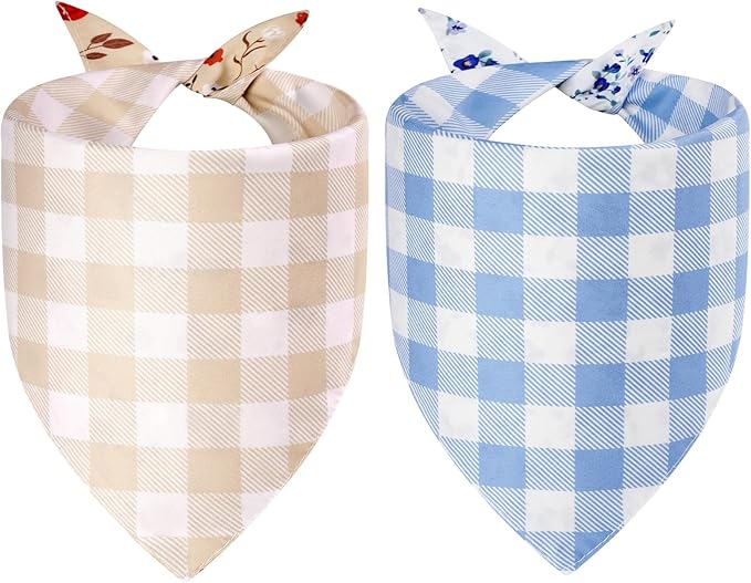 Spring Dog Bandanas Large 2PCS, 4 Pattern Summer Floral Scarf - Image 2