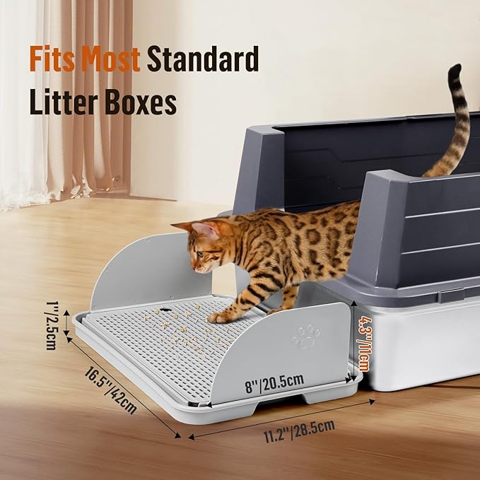 Cat Litter Box Step with Removable Splash-Proof Baffles, Large Pet Ramp - Image 2