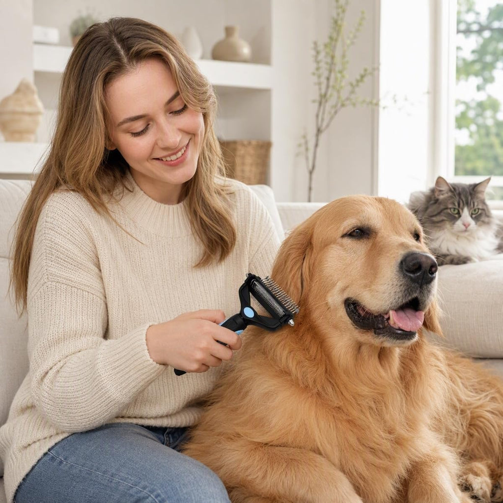 3-in-1 Pet Grooming Tool Dematting Comb Undercoat Rake Deshedding Brush
