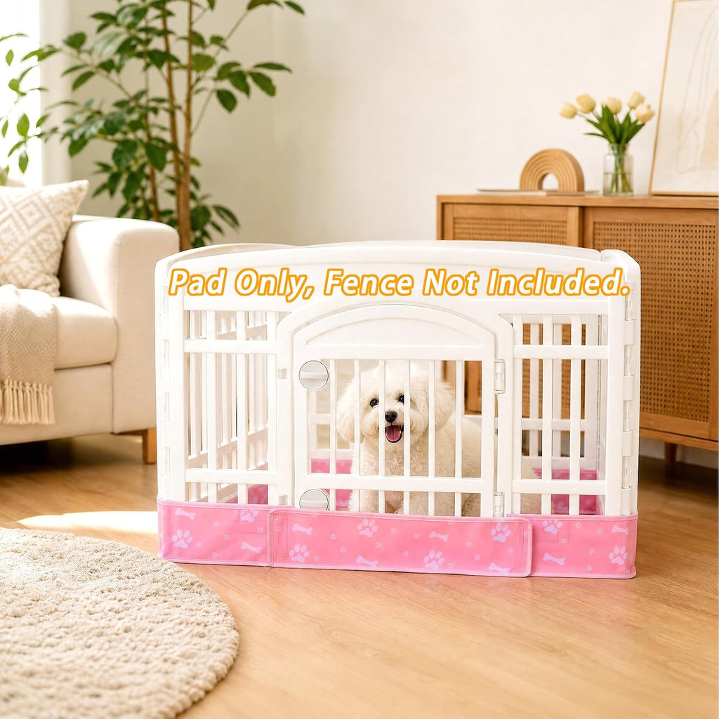 Dog Playpen Bottom Pad Fits for 36 Inch 4 Panels Exercise Pet Playpen, Dog Crate Pad Puppy Playpen Pad, Hoop and Loop Design (Note: Playpen Not Included). -Pink
