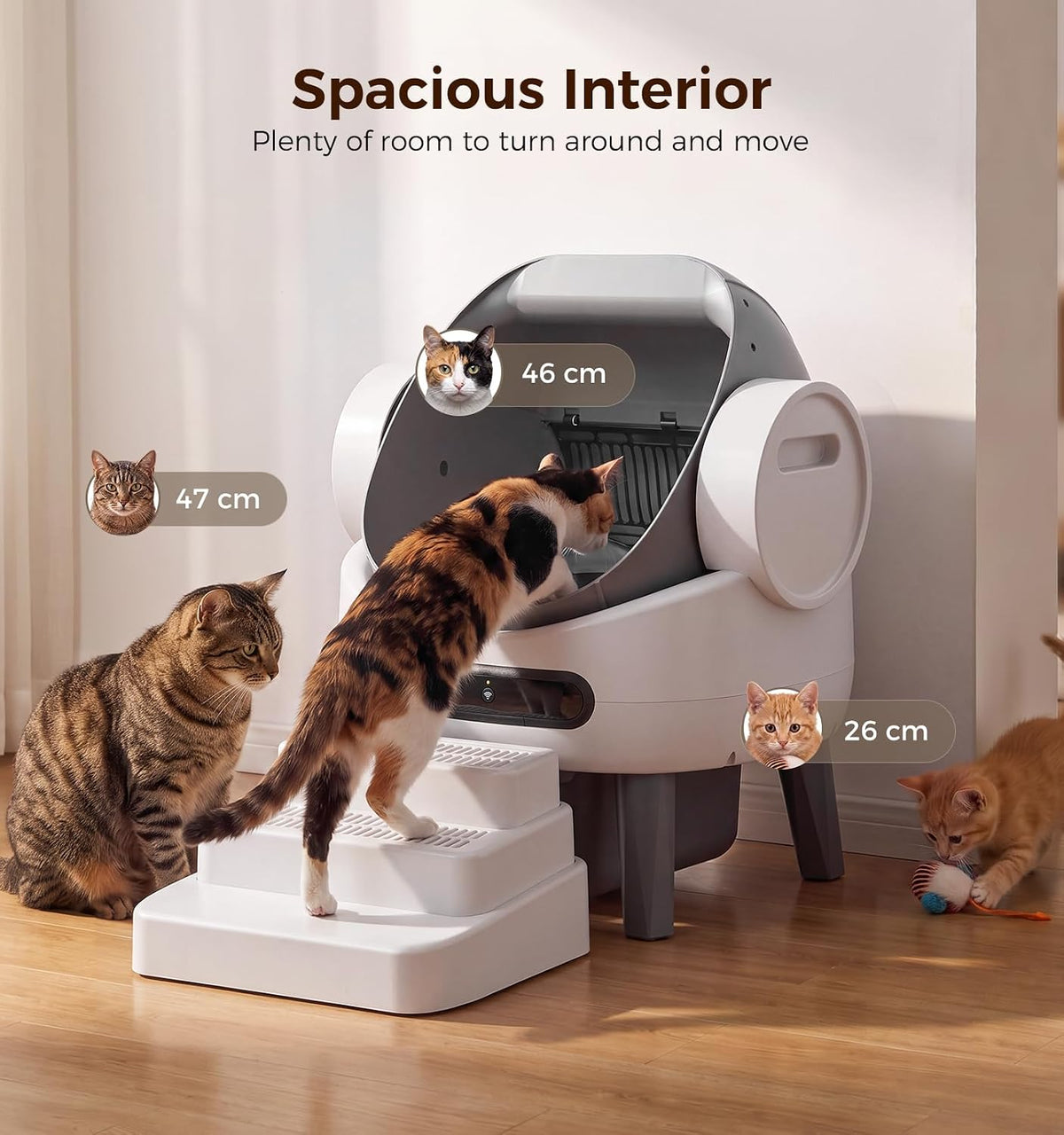 Automatic Litter Box, Open Top Self Cleaning Litter Box for Multiple Cats