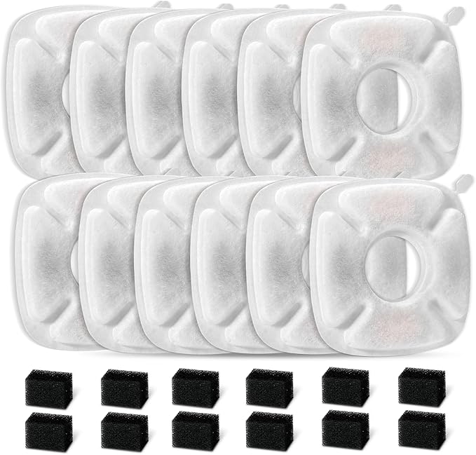 24 Pcs Cat Fountain Replacement Filters：12 Pack Replacement Filters by Redoso