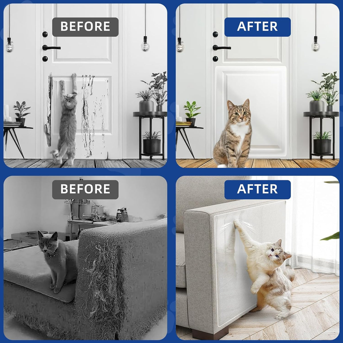 TOOSOFt Anti Cat Scratch Furniture Protector Clear Vinyl 196.9"x16.5"