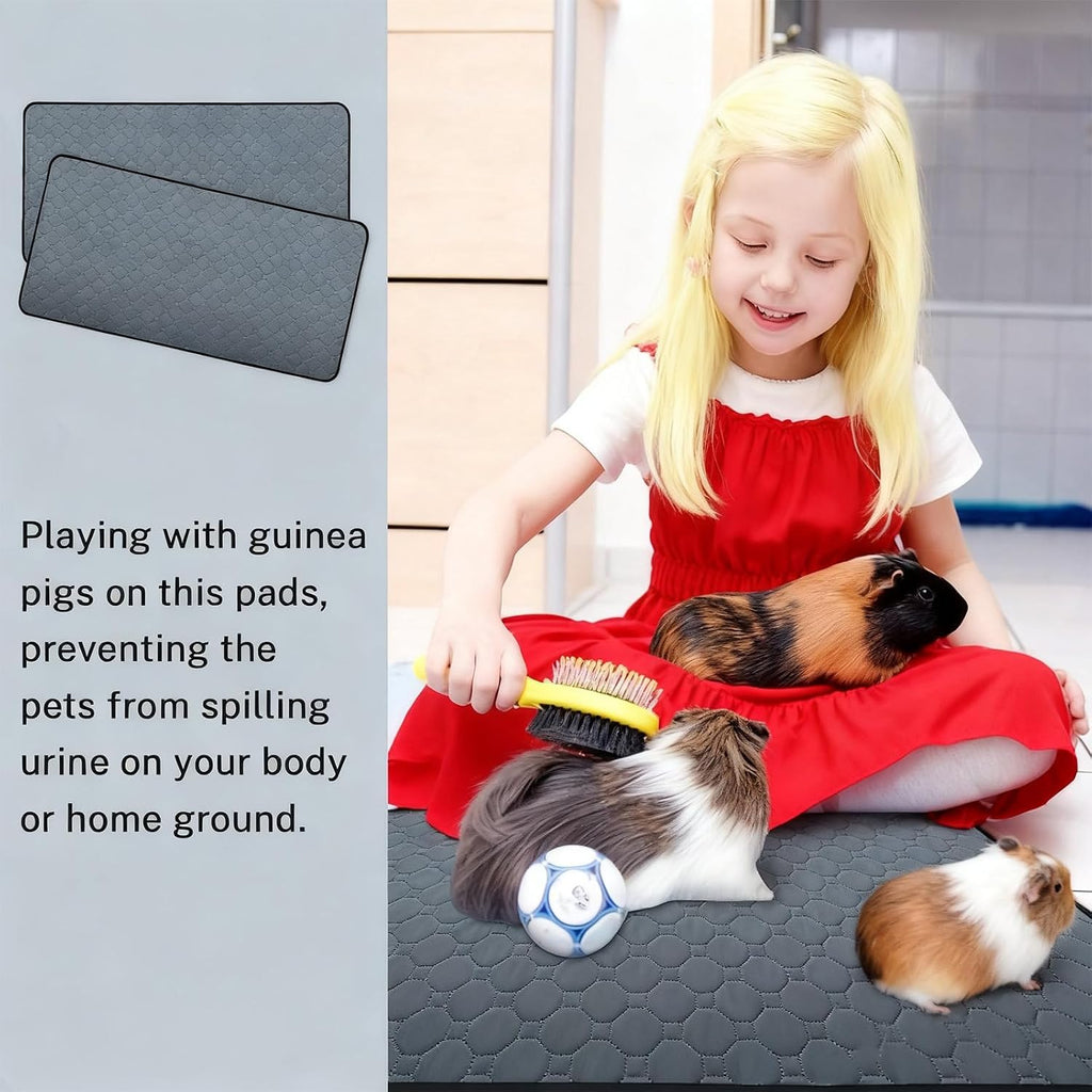 2 Pack Washable Guinea Pig Cage Liners & Pee Pads (24"x48") - Waterproof, Super Absorbent, Non-Slip Bedding for Rabbits, Hamsters, Rats