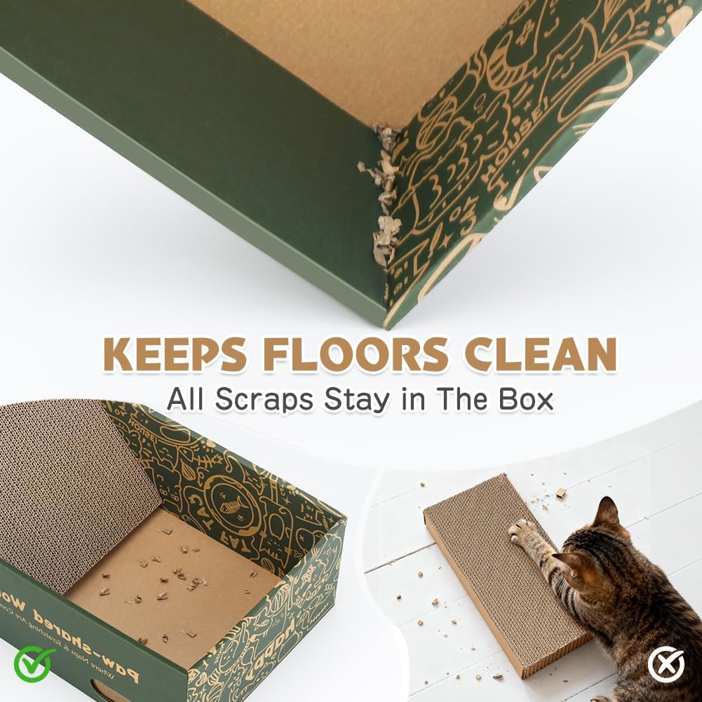 6 Pack Cat Scratcher Pads in Cardboard Box, Assembly-Free for Indoor Cats