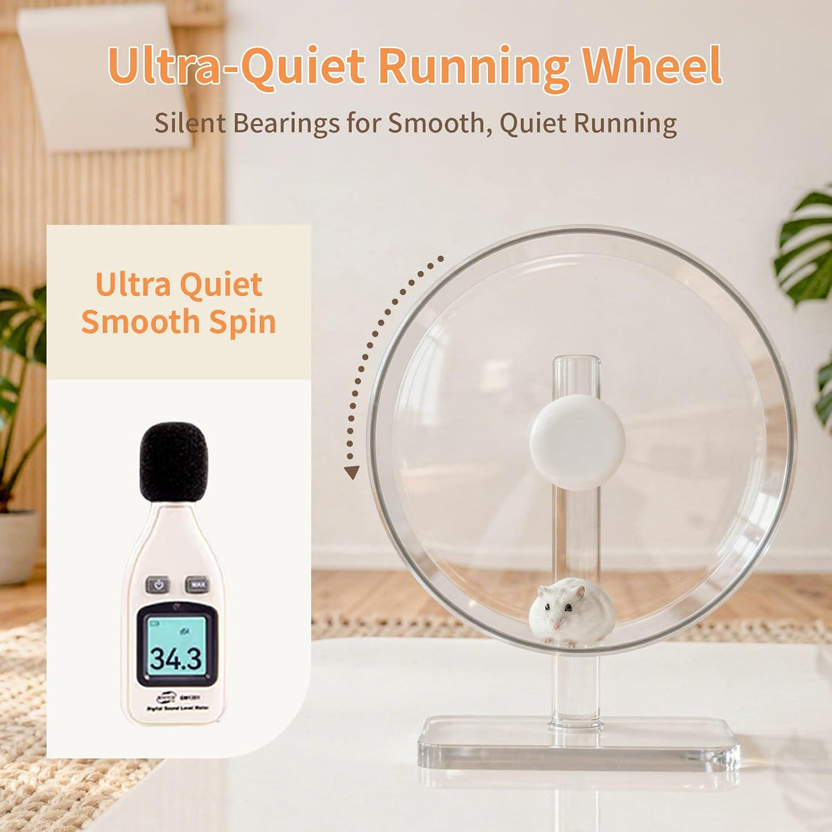 9.5" Silent Hamster Wheel - Clear Running Wheel