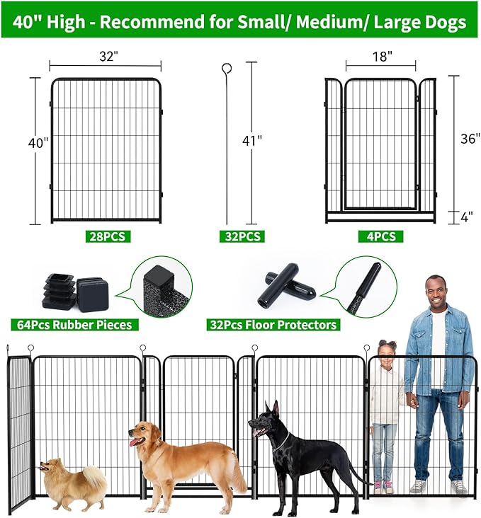 Dog Playpen Outdoor Extra Wide 32 Piece Panels Heavy Duty Dog Fence 40" Height - Image 3