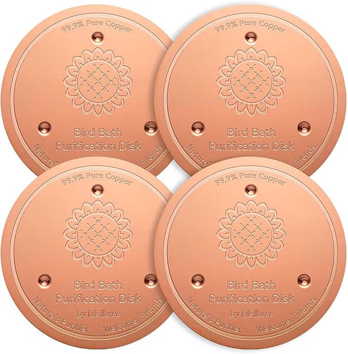 Mellbree 4-Pack Bird Bath Copper Disk, 0.6mm Reinforced 99.99% Pure Copper by Mellbree