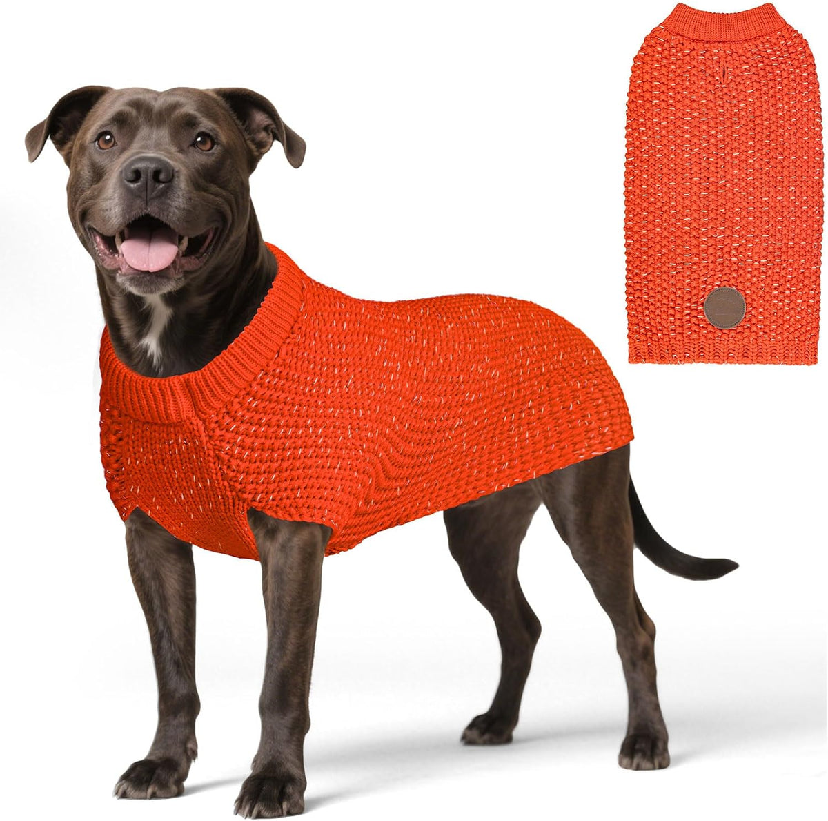 KYEESE Reflective Yarn Dog Sweater for Small Medium Dog Thick Knit Pullover