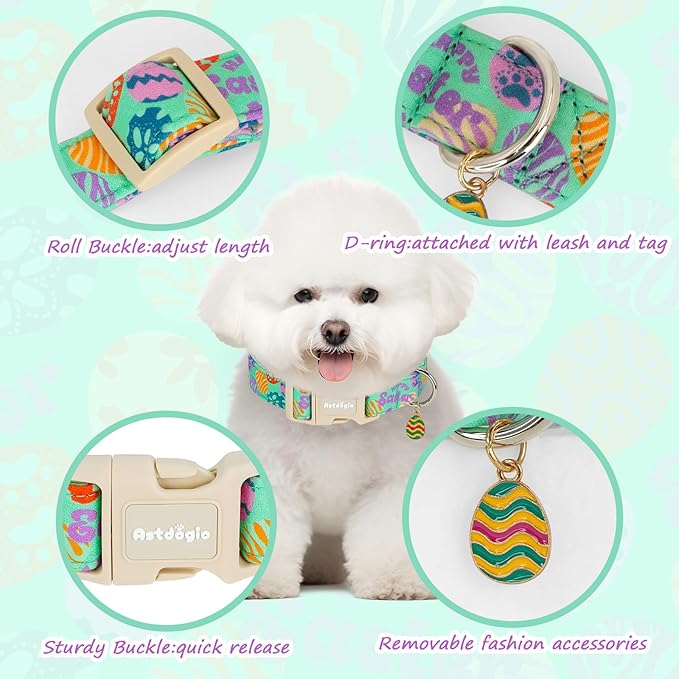 Easter Dog Collar for Medium Dogs, Adjustable Green Medium Dog Collar - Image 3
