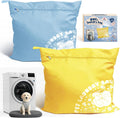 2PCS Pet Laundry Wash Bag for Washing Machine, 70x80cm Large Capacity Pet Laundry Bag for Dog Cat Horse Guinea Pig, Upgraded Tear-Resistant Fabric, Keep Laundry Free from Pet Hair, Blue & Yellow