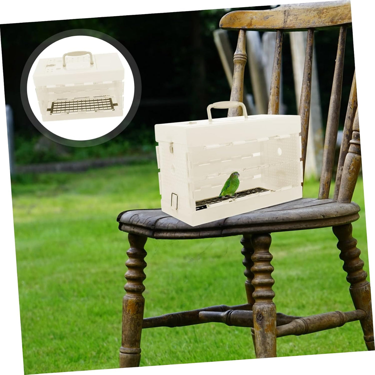 HANABASS Portable Bird Cage White Plastic Small 11.40X7.47X5.50in