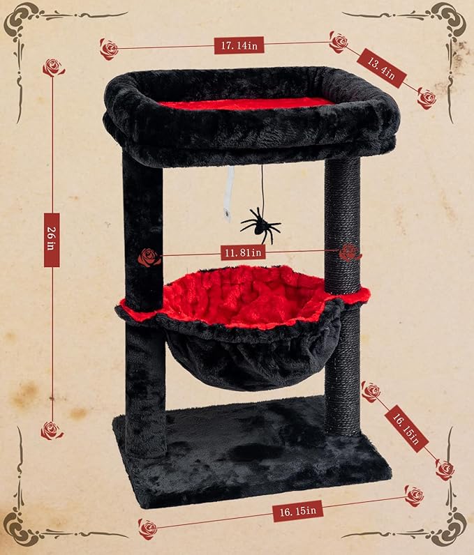 SYANDLVY Gothic Cat Tree with Coffin Bed - Image 2