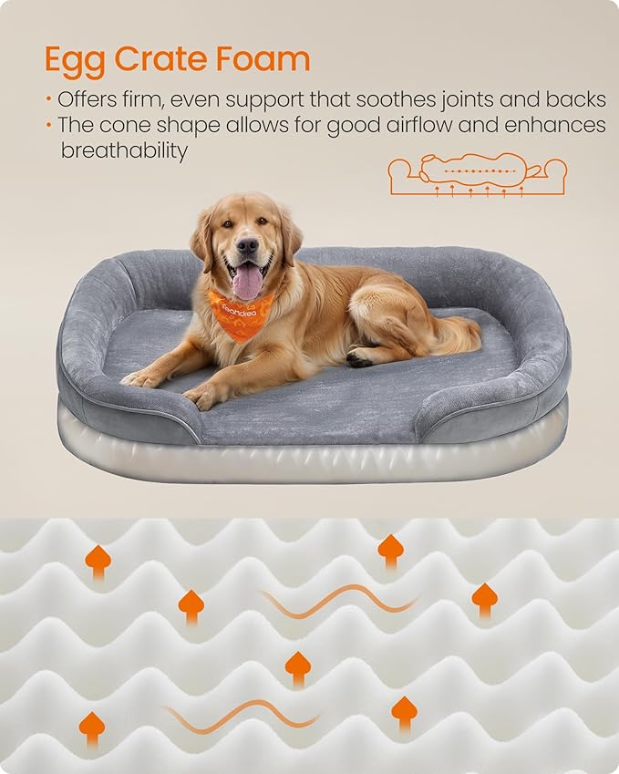 Feandrea Dog Bed, Large Orthopaedic Dog Sofa Bed, Egg Crate Foam, Waterproof - Image 3