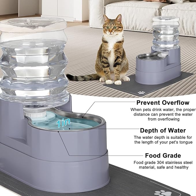 RIZZARI Automatic Pet Water Dispenser: 5L Gray Cats and Dogs Gravity Feeder - Image 4