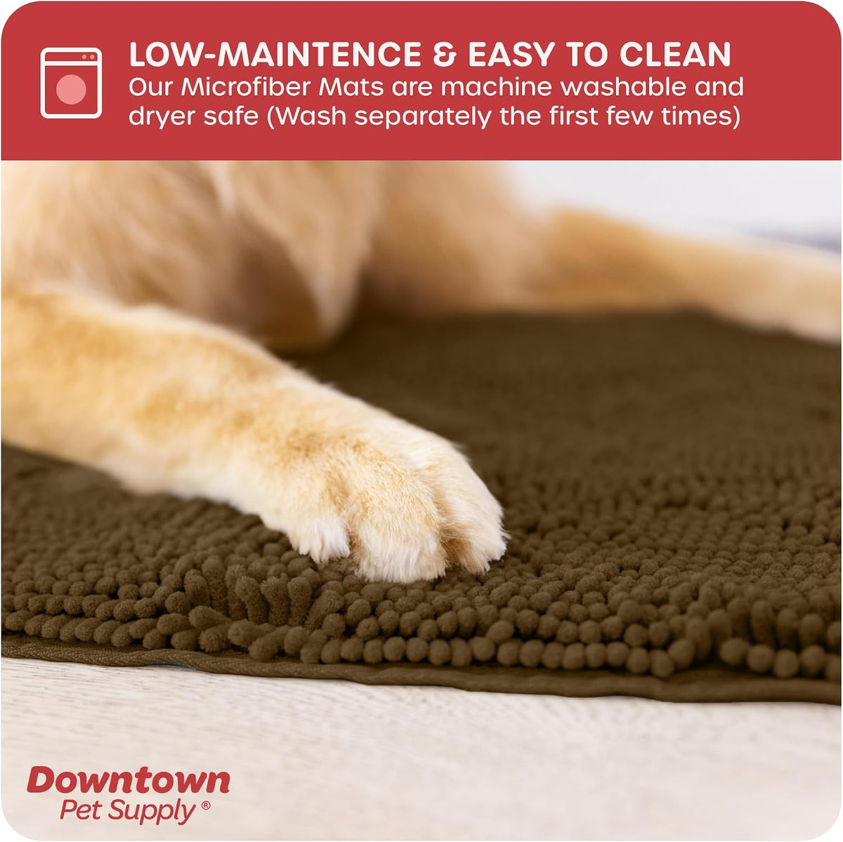 Dog Mud Mat, 31" x 20" Brown – Thick Microfiber Entry Rug for Snow, Mud & Salt – Absorbent, Quick-Dry, Washer-Safe & Non-Slip, Medium