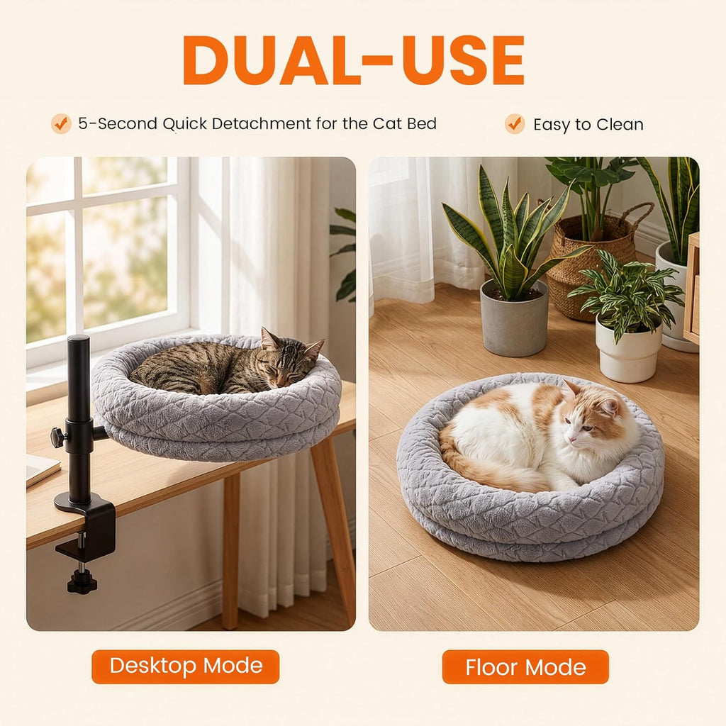 Cat Desk Bed 360° Rotating Cat Hammock Bed Holds Over 33Lbs Cats