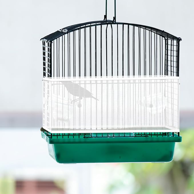 Adjustable Bird Cage Cover, 41-67‘’Bird Cage Seed Catcher Guard White Soft Airy - Image 6