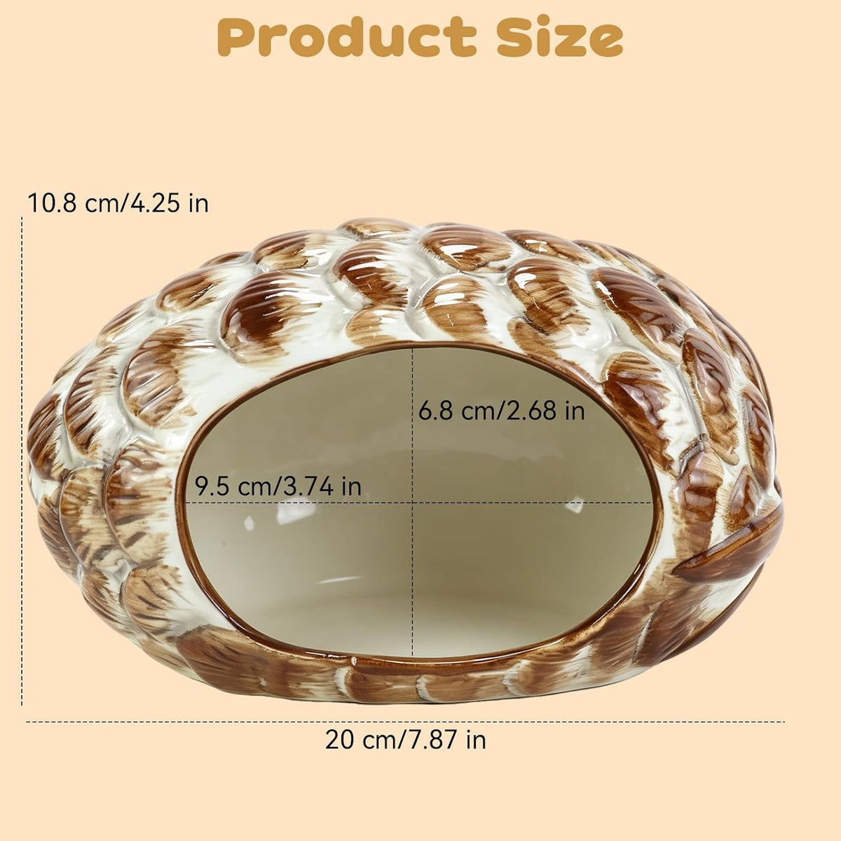 WishLotus Ceramic Hamster Hideout, Pinecone Hamster House for Summer Cooling