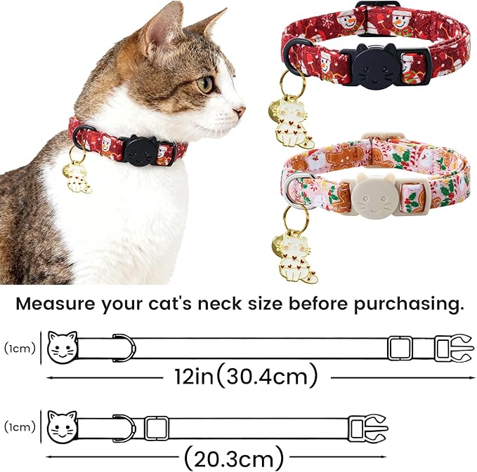 Elegant little tail 2 Pack Cat Collar- Christmas Cat Collars Breakaway - Image 6