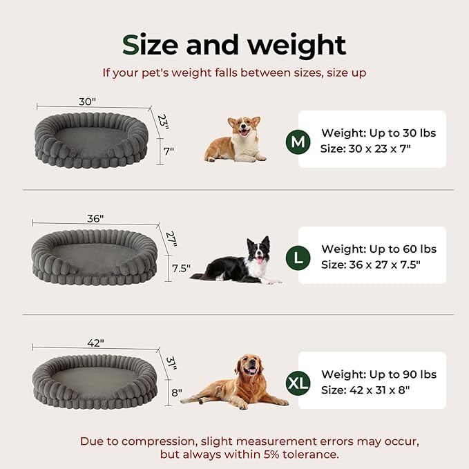 BALANCE Calming Dog Bed for Medium Sized Dogs, 30 Inches Oval Washable Pet Bed - Image 7