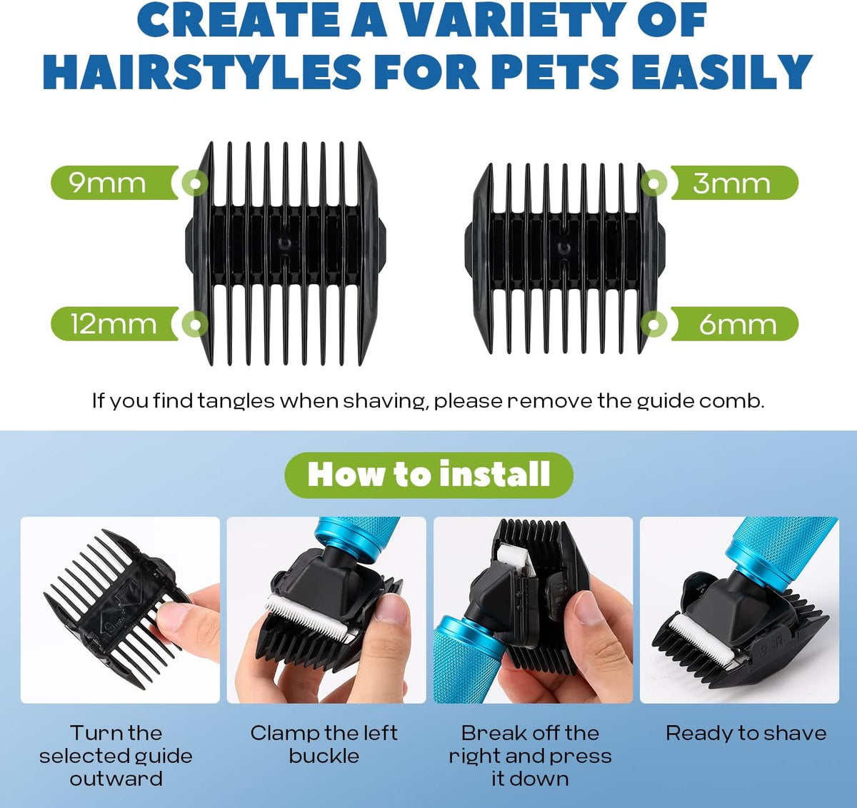 Pet Grooming Clippers 200W, Stepless Speed Control & Low Noise<50db