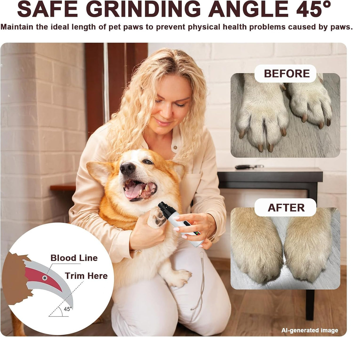 Upgraded Quiet Electric Dog Nail Grinder for Hard/Thick Pet Nails